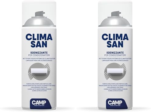 CAMP Climasan Nettoyant – Nettoyant Climatisation Maison, Spray pour Climatiseurs, Enlève Germes et Bactéries - Nettoyage Climatiseur à Action Purifiante Made in Italy, 400 ml (Lot de 2)