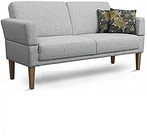 Cavadore 3er Sofa Femarn / Küchensofa für Küche, Esszimmer / Couch für Esszimmer / Maße: 190 x 98 x 81 cm (BxHxT) / Farbe: Silbergrau (hellgrau) / Echtholzfüße in Buche natur