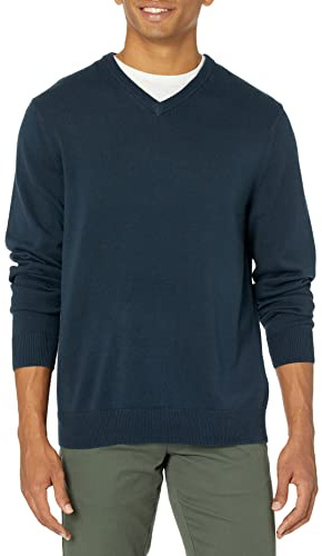 Amazon Essentials Suéter de cuello en V para hombre (disponible en tallas grandes y altas), azul marino, talla XXL