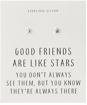 Philip Jones Sterling Silver Friendship Quote Star Earrings