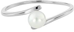 Heideman Perlenring Damen Silber Edelstahl mit Perle weiß | Perlenring Gold, Edelstahl, offener Bypass-Ring mit perlmuttschimmernder Perle, Damen, nickelfrei, Geschenk