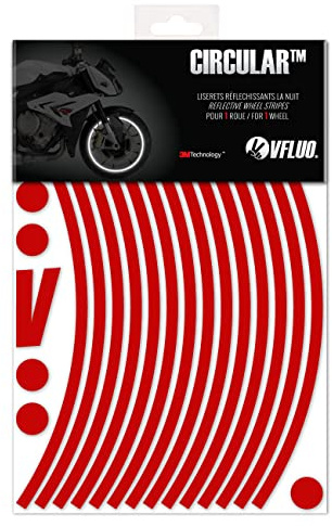VFLUO - Kit strisce retroriflettenti per cerchi moto, adesivi rifrangenti per 1 Ruota, 3M Technology™ - Alta visibilità laterale - sobrio e di design - facile posa