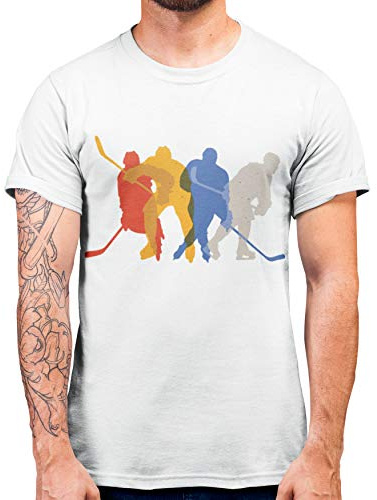Purple Print House Ice Hockey T Shirt - Ice Hockey Gifts - 100% Cotton - Mens Womens Childrens Tshirt (Medium - Mens, White)