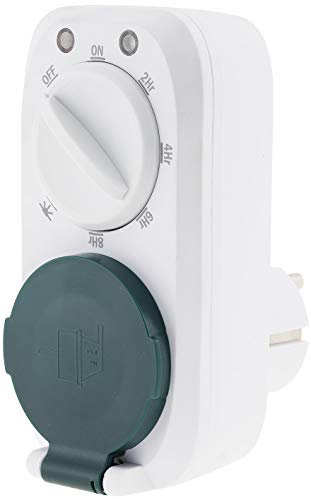 Timer con timer esterno, conto alla rovescia, IP44, sensore crepuscolare 2 – 4 – 6 – 8 ore, 230 V/3600 W, presa con coperchio protettivo, circuito di illuminazione per esterni