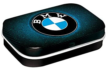 Nostalgic-Art Retro Pillendose, 4 x 6 x 1,6 cm, BMW – Logo Blue Shine – Geschenk-Idee für BMW Accessoires Fans, Original Lizenzprodukt (OLP), mit Pfefferminz-Dragees, Vintage Design