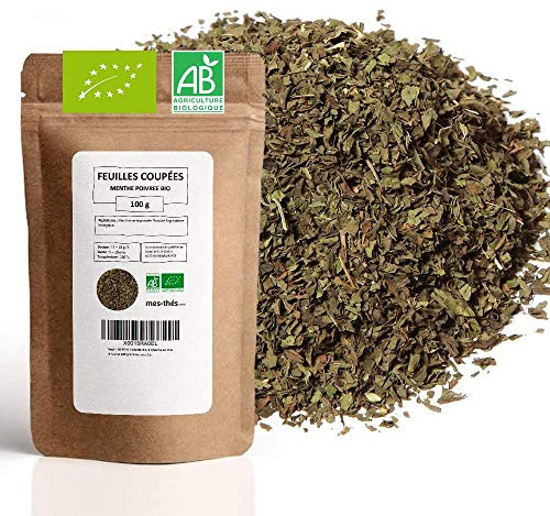 Menthe Poivrée Bio - Infusion, tisane ou utilisation culinaire - Herbes en vrac - 100g (40 tasses) - 100% Agriculture Biologique - Mes-Thés