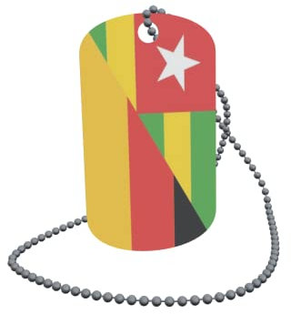 U24 Dog Tag Erkennungsmarke ID Tag an Kette Flagge Togo-Deutschland Alu 30 x 50 mm