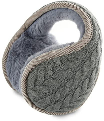 ZWOOS Winter-Ohrenschützer, Winter Unisex Fleece Ohrenwärmer mit Nackenbügel Ski Waermer Faltbare Ohrenschützer für Damen,Herren,und Kinder (Grau)