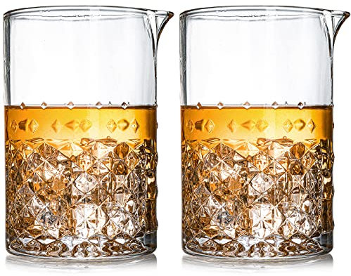 SOUJOY 2 Pack Cocktail Mixing Glass, 750 ml Crystal Martini Rührglas, Nahtlose Bar Mixing Pitcher mit gewichteten Boden für Barkeeper