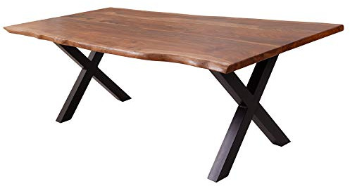 Esstisch AMAZONAS 200cm - schwarz braun - Sheeshamholz - handgefertigt