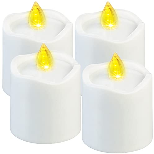 PEARL LED Grablicht klein: 4er-Set flackernde LED-Grablicht-Kerzen, leuchtet Tag & Nacht, weiß (Flacker-Funktion, ohne Feuer, Flamme)