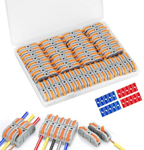 JINXIAN 50 Pezzi Connettori Elettrici Rapidi Terminali a Collegamento Morsetti Elettrici Connettore Per Filo Compatto Conduttore Morsettiera Elettrica per Cavi Combinabili Liberamente