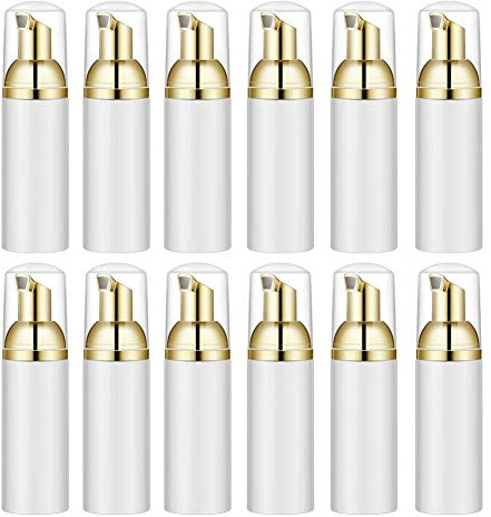 Tiamu Schaumpumpflaschen für unterwegs, 50ml Mousse Shampoo Pumpflasche, Mini leer Pumpbehälter Foamer Bottle Nachfüllbare Spenderflasche für Kosmetik, Shampoo Lotion Handseife, 12St