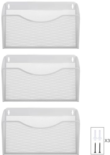 EasyPAG Metall Querformat A4 Zeitschriftenhalter Wand Zeitschriften Wandhalter Aktenablage Dokumentenhalter Hängend Magazin Organizer,3er-Pack,Weiß