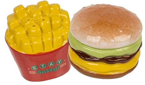 ootb Salz u. Pfefferstreuer Burger & Pommes,Gewürzstreuer Salzstreuer Fastfood Kochen