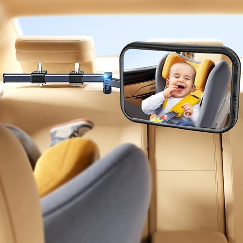auvstar Neues Upgrade Spiegel Auto Baby Rückbank,Rückspiegel Baby Auto mit Metall Clip,360°Drehbar Bruchsicherer Baby Autospiegel für Baby,Groß Vision Rücksitzspiegel Baby