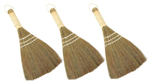 CHILDWEET 3pcs Desktop Duster Small Cleaning Broom for Desk Hand-made Broom Dust Brush for Home Essentials and Dust Remover in Kitchen Office