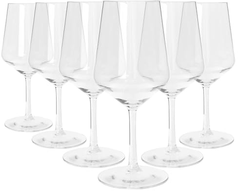 Argon Tableware Reusable Plastic Glasses - 500ml - Pack of 6 - Wine Glasses - Clear Cocktail Champagne Tumbler Drinking Cups for Garden, Parties, Weddings, BBQ and Picnic