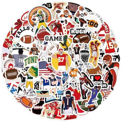 Bric Dodo 100 Stück Rugby Aufkleber Auto Laptop Telefon Gitarre Skateboard Motorrad Fahrrad Football Stickers Set Vinyl Wasserdicht Aesthetic Aufkleber für Jugendliche Kinder Erwachsene