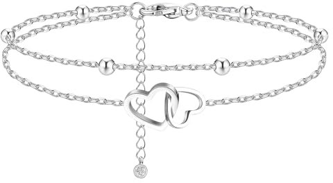 Bzzerumy Fußkettchen für Damen Silber - Wasserfestes Anklet, Fußkette 925 für Frauen