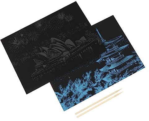 BESTonZON 2stücke Buntes Kratzpapier Für Landschaftsbild Mit Japanischer Fuji Und Kunsthandwerk Für Kreative Malerei Und Freizeitgestaltung