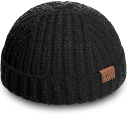 Fisherman Kurze Beanie-Mütze für Herren, Strickmütze mit Totenkopf-Manschette, Trawler-Mütze, stilvolle Uhrenkappe, Winter, warme Mütze für den täglichen Gebrauch