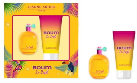 JEANNE ARTHES - Coffret cadeau pour Femme - Boum do Brazil - Eau de Parfum 100 ml + Lait pour le Corps 150 ml - Parfum Coco Vanille - Fabriqué et conditionné en France à Grasse