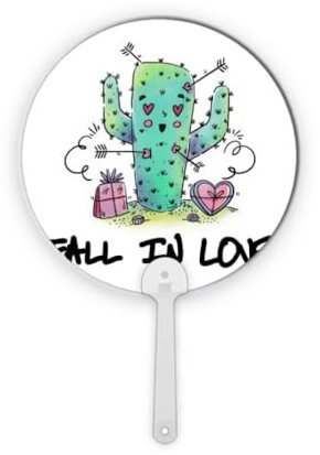 no/no Fall In Love Cactus Art Déco Mode Rond en Plastique Décoration Éventail Artisanat