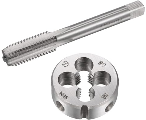 MACHSWON Gewindeschneider-Sets, M12 x 1,75, metrisches Linksgewinde, gerader Nutgewindebohrer mit rundem Gewindeschneider, Gewindebohrer- und Schneideisen-Set für Mutterschrauben, Bolzen,