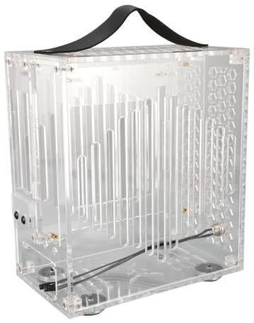 ITX Computer Case, Portable Mini Tower Computer Chassis, Transparent Acrylic Panel for Mini ITX Motherboards of 170 * 170mm, 190mm Graphics Card Length, 230x205x120mm (Transparent)