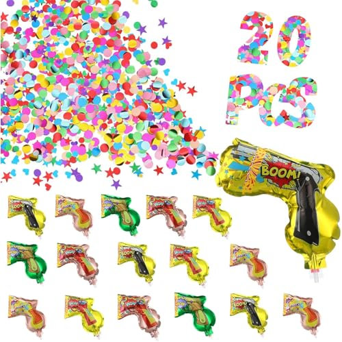 Spara Coriandoli, 20 Pezzi Sparacoriandoli Cannone, Coriandoli Carnevale, Cannone Spara Coriandoli Set per Feste Anniversari, Nouvelle Année, Compleanno, Matrimonio