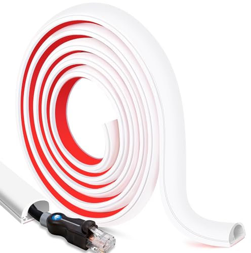 2 Meters Trunking for Electric Cables, Self -Viscous Cable Trunking White, 15 × 10 mm Semi -Circular Wire Trunking, Two Sizes Optional, PVC Material (2M)