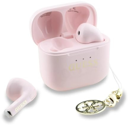 CG MOBILE Guess Charm TWS Écouteurs sans Fil avec Effet Brillant et Logo Classique Rose