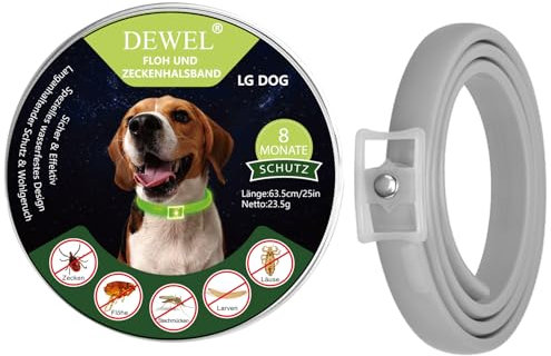 DEWEL 63.5cm Leuchtendes Zeckenhalsband für Hunde, Zeckenhalsband Leuchthalsband Hund Verstellbar Floh-und Zecken Prävention Halsbänder Wasserdicht Fluoreszierendes Flohhalsband gegen Ungeziefer