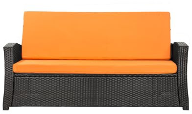 Setgarden® Bankauflage Polyrattan Gartenbank Sitzauflage, Bequeme Sitzauflagen für Gartenbänke – perfekte Auflagen für Ihr Gartensofa oder Ihre Hollywoodschaukel (Orange, 130x60x50 cm)