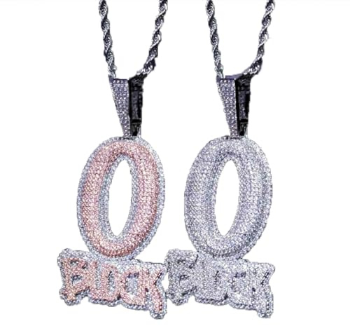 EXCLOUNT Hip Hop Jewelry, English Letter O-Shaped Block, Copper-Inlaid Zircon, 18K Gold Plated, Necklace Pendant with 3mm 24 Long Stainless Steel Chain, 24, Copper, Zircon