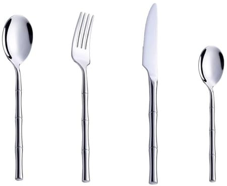 Silverware Set 3/4 Pcs Knife Fork Spoon Stainless Steel Cutlery Set Mirror Polished Flatware Set Reusable Dinner Forks Gold-3 Pack (Gold 3 Pack)