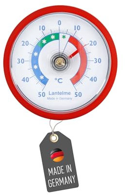Lantelme Termómetro de frigorífico autoadhesivo con temperatura + – 50 °C, analógico, color rojo, para congelador y frigorífico