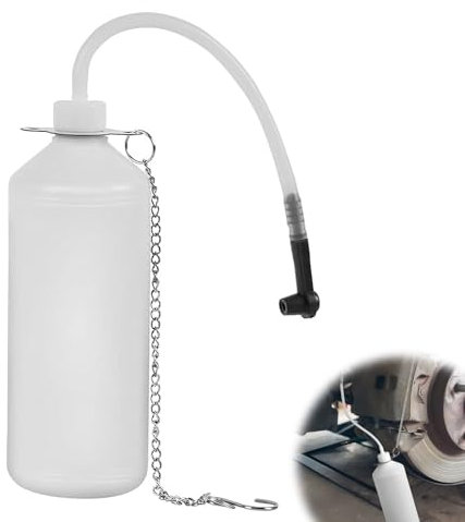 YUDAWN 1L Brake Fluid Bleeding Bottle with Hanging Hook, Pressure Brake Bleeder Bottle with 60cm Tube and Rubber Connector Fits Most Bleeder Screws to Collect Brake Fluid