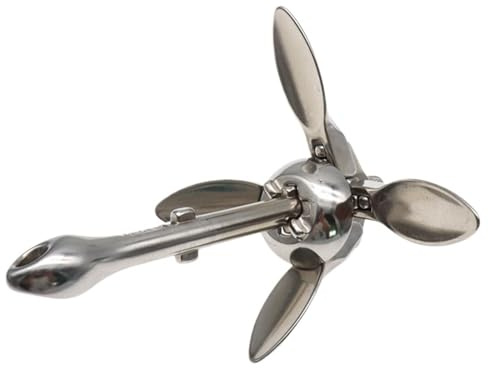 AMRTTWY Four Claws Boat Anchor, 3.2KG Inflatable Boat Stainless Steel Iron Metal Anchor,For Kayaks, Small Boats, Canoes