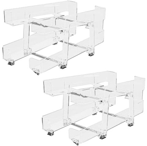 Genérico Range-Latas – Doble almacenamiento para refrescos, cesta transparente de 2 niveles, ancho ajustable, dispensador escalable, portabotellas apilable para cocina frigorífica