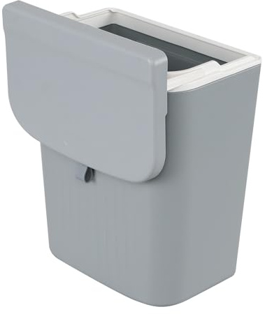 Nesmilers 12 Liters Plastic Hanging Trash Bin with Lid, Wall Mounted Under Sink Garbage Can