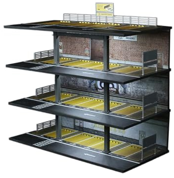 ＡＷＨＡＯ Modellauto Vitrine Miniatur Parkhaus Szenerie Aufbewahrungsbox Spielzeugauto Organizer Aus PVC Acryl mit Licht für Sammlerregal Foto Requisite Zuhause, Style C