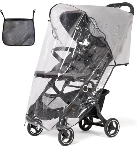 Habillage Pluie Universelle pour Poussette Housse de Pluie Vent et Neige Contre Soleil Poussière Bonne Circulation de l'air Protege Pluie Poussette et Landau Universelle avec une Pochette de Rangement