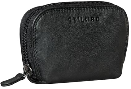 STILORD Junis Edle Schlüsseltasche Leder Schwarz Schlüsseletui RFID mit Schlüsselkette & Münzfach Organizer Echtleder Schlüsselmäppchen mit Geschenkbox für Herren & Damen