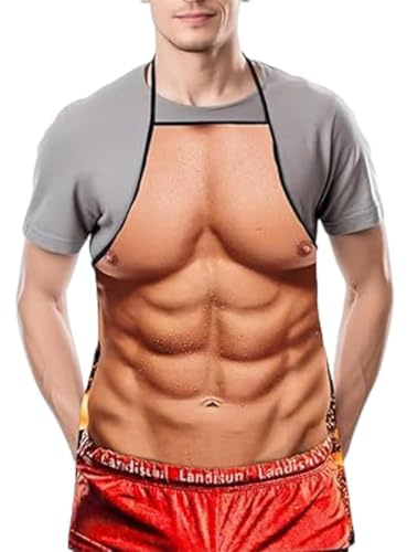 Kochschürze Männer Sexy, 1 Artikel Kochschürze Männer Lustig Grillschürze für Küche, Lustige Muskel Küchenschürze