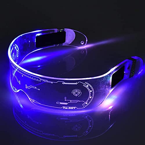 Odoukey Halloween LED Glasses Neon Visor Futuristic Electronic for Party Disco DJ Music Concert