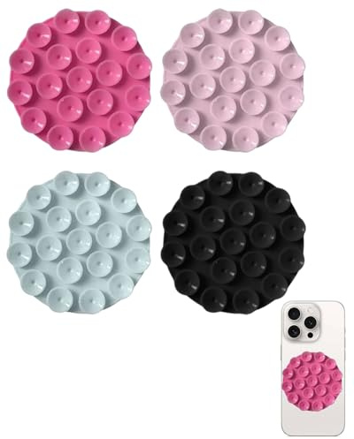 HUVZOR 4 PCS ventosa per cellulare，accessori telefono，Ventose in Silicone Ventosa per Telefono Adatte a Tutti i Modelli di Telefono, Porta Telefono Antiscivolo per Selfie e Video Hands-free， rotonda