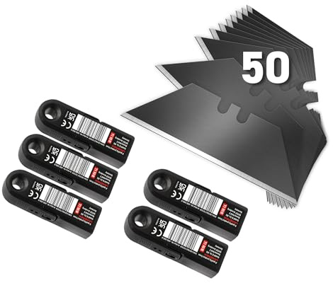 4K5 50x SK2 Ersatzklingen für Cuttermesser, 19 mm Klingenbreite | TI 10 B, Trapezklingen mit dreifacher Schneidkante, Carbon-Beschichtung, Universell einsetzbar, Langlebig & präzise