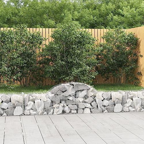 SKTQYQO Cesti Gabbioni ad Arco in Ferro Zincato 12 Pezzi 200x30x40/60 cm per Barriere da Giardino Decorative e Fonoassorbenti con Ganci Rinforzati, Struttura Stabile per Contenimento